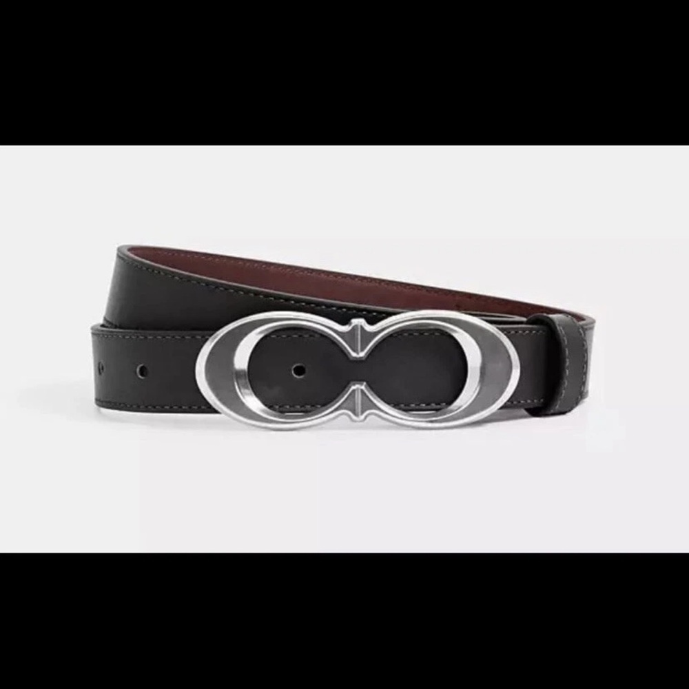 Coach Black Belt with Silver Buckle size Small EUC